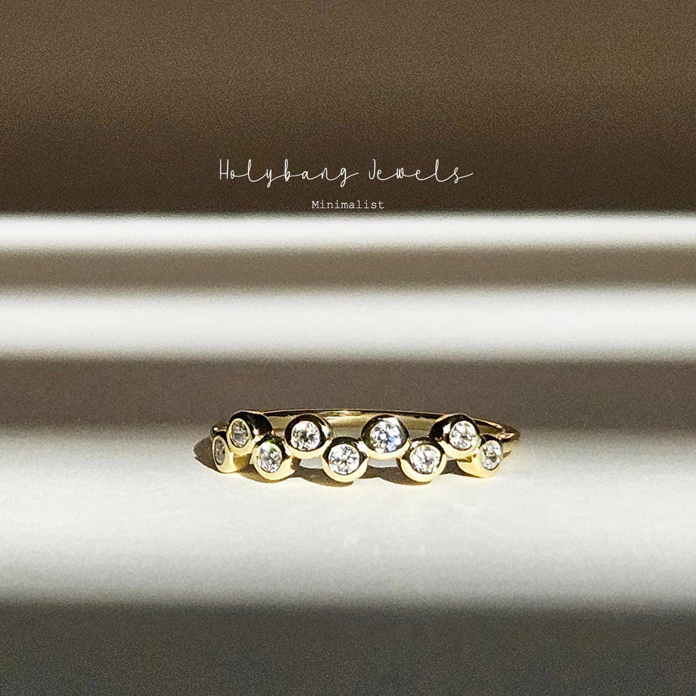ROUND BEZEL DAINTY RING - R-F14048-Blue Hand Home