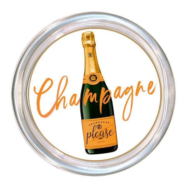 C6146-Champagne Please Coaster White-Blue Hand Home