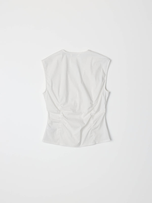 The Denali Top | Shirred V-Neck Cotton Top-Blue Hand Home