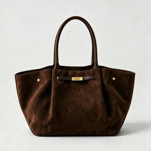 Genuine Suede Bag With Leather Details Made In Italy
