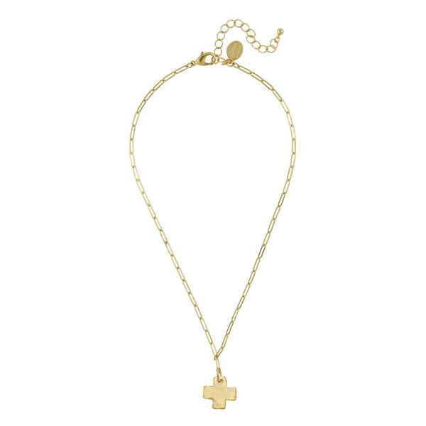 Mini Cross Paperclip Necklace-Blue Hand Home