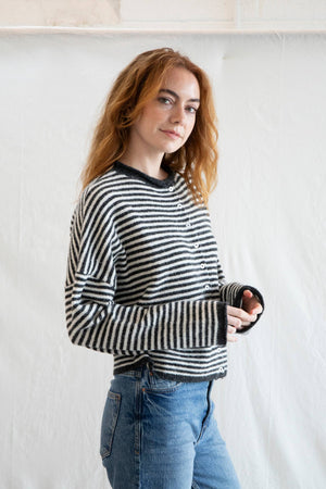Piper Cardigan - Mini Striped-Blue Hand Home