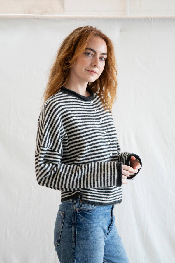 Piper Cardigan - Mini Striped-Blue Hand Home