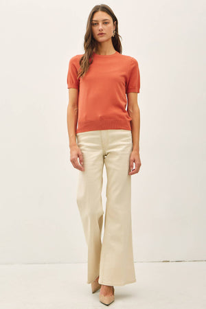 Basic Short Sleeve Sweater Top