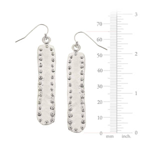 Large Silver Bar with Dots Earrings-Blue Hand Home