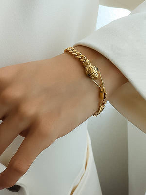 Habu 18K Gold Non-Tarnish Serpent Bracelet-Blue Hand Home
