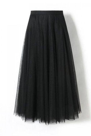 20 colors Flowy Elastic Waist Tulle Pleated Skirt-Blue Hand Home