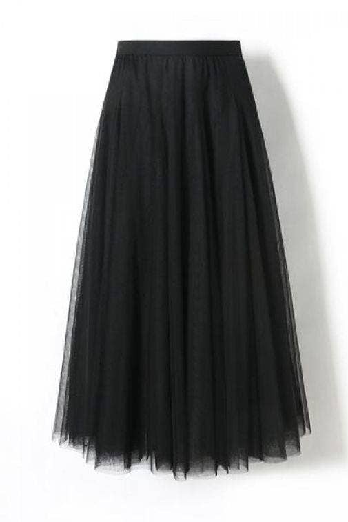 20 colors Flowy Elastic Waist Tulle Pleated Skirt-Blue Hand Home