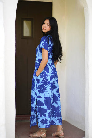 Carrie Cotton Dress Navy-Blue Hand Home