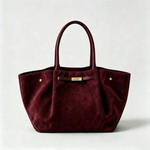 Genuine Suede Bag With Leather Details Made In Italy