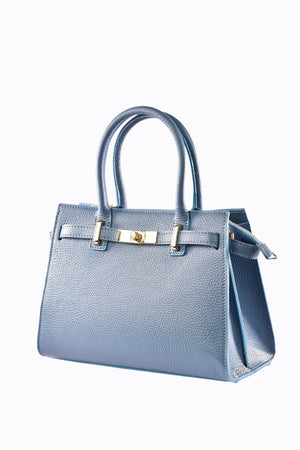Grace Bag in Sugar Paper Togo Leather-Blue Hand Home