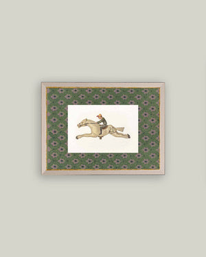 Toy Race Horse Framed Antique Art-Blue Hand Home