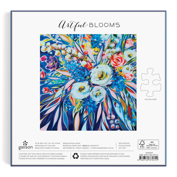 Artful Blooms 500 Piece Puzzle-Blue Hand Home