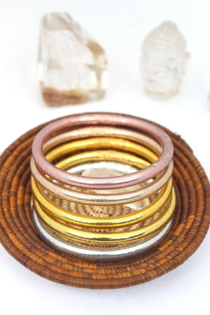 Single Thai Buddhist Temple Bracelet, Mantra Bangle, Metals-Blue Hand Home