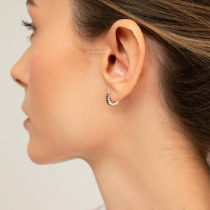 BLACK BAGUETTE HUGGIE EARRINGS - E-HT1190BLACK / E-HT1189BLA-Blue Hand Home