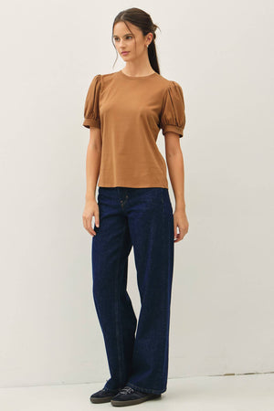 COTTON JERSEY PUFF SLEEVE T-SHIRTS-Blue Hand Home