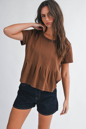 8613HK Pleated Swing Tee Top-Blue Hand Home