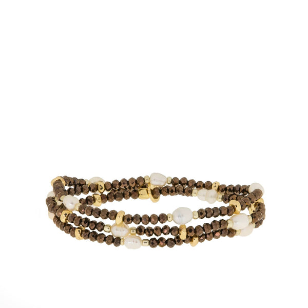 Crystal beaded pearl wrap bracelet-Blue Hand Home