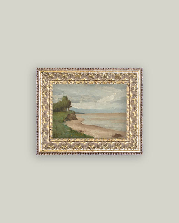 Beach Near Etretat Framed Antique Art-Blue Hand Home