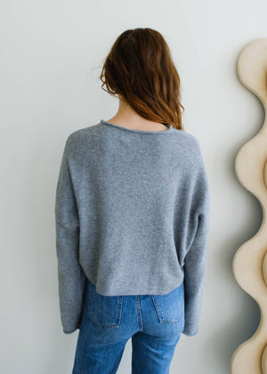 Heather Grey Piper Cardigan-Blue Hand Home