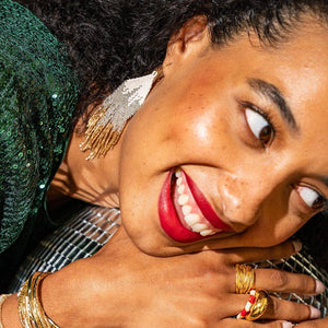 Claire Ombre Beaded Fringe Earrings St. Moritz Wholesale-Blue Hand Home