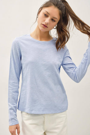 Cotton Slub Crewneck Long Sleeve Tee
