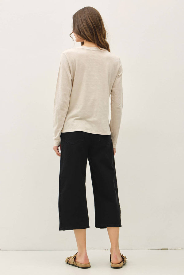 Cotton Slub Crewneck Long Sleeve Tee