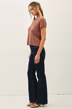 [New Color] Patch Pocket Dolman Cap Sleeve Boxy Knit