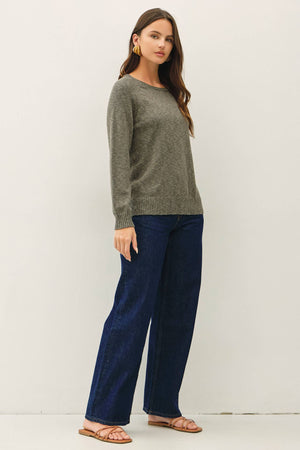 [NEW SHADE]RAGLAN SLEEVE SLUB PULLOVER SWEATER-Blue Hand Home