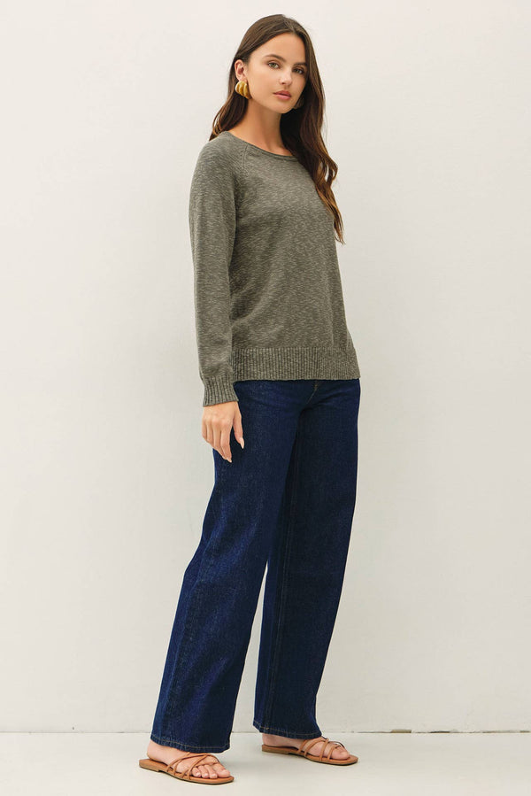 [NEW SHADE]RAGLAN SLEEVE SLUB PULLOVER SWEATER-Blue Hand Home