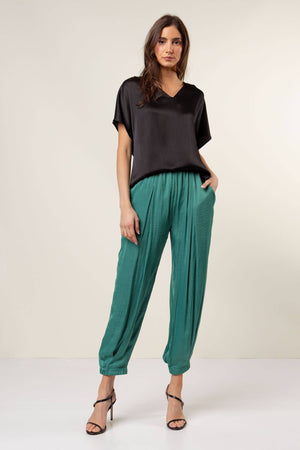 Pleated Pull-on Satin Joggers-Blue Hand Home