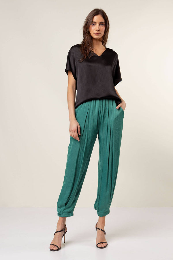 Pleated Pull-on Satin Joggers-Blue Hand Home