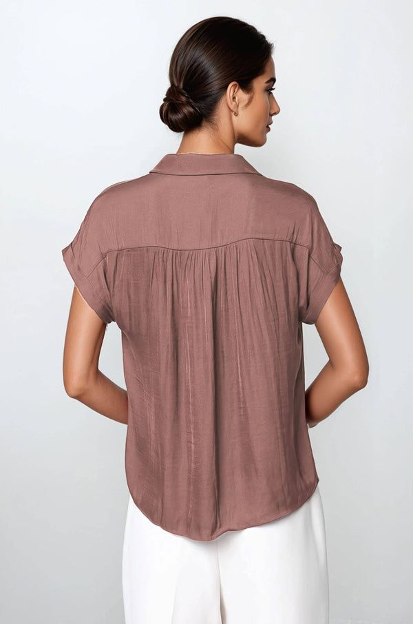 Short Sleeve Blouse - F-Blue Hand Home