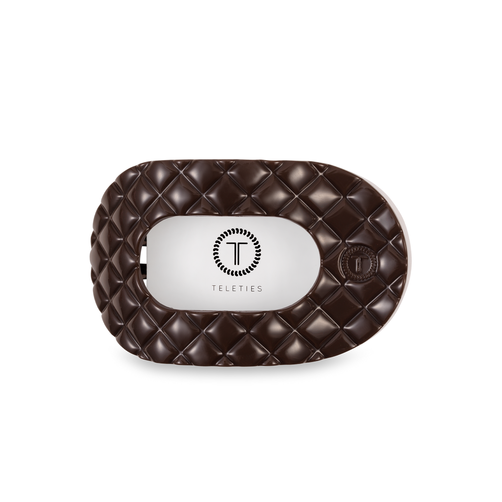 Flat Round Hair Clip | Medium | Truly Taupe Quilted-Blue Hand Home