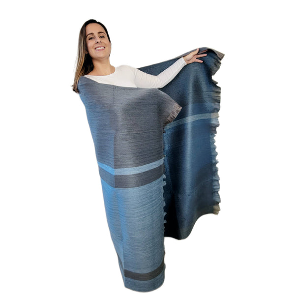 Copa - Reversible Alpaca Wool Throw Blanket-Blue Hand Home