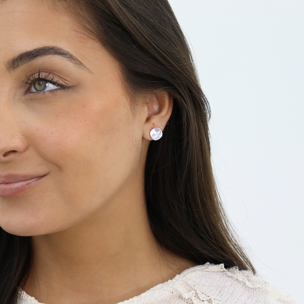 Minimalist Small Flat Stud Earrings For Everyday Elegance-Blue Hand Home