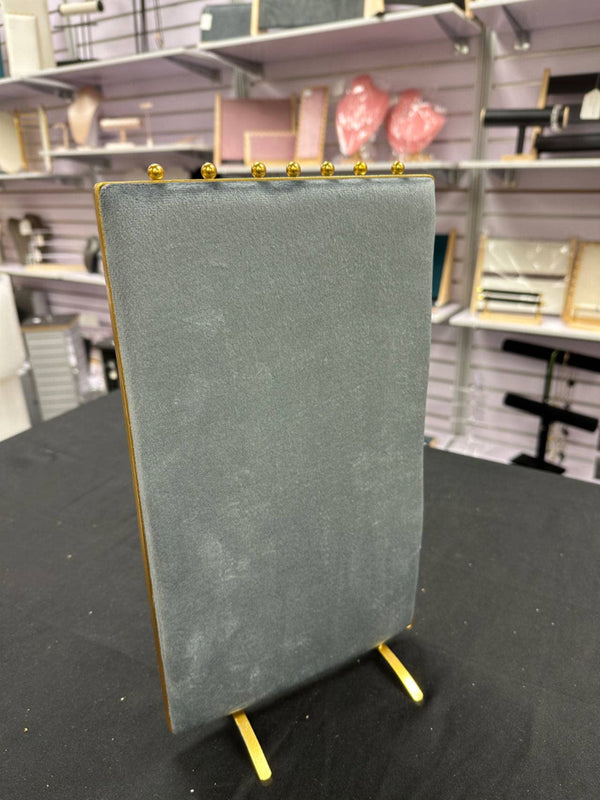 Vintage Inspired 2-Sided Velvet Jewelry Display Panel Stand-Blue Hand Home