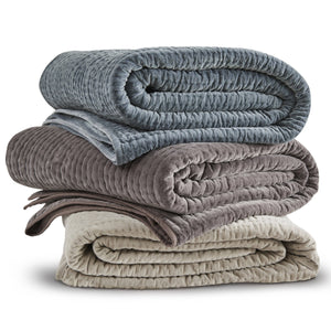Tamara Velvet Quilt Set-Blue Hand Home