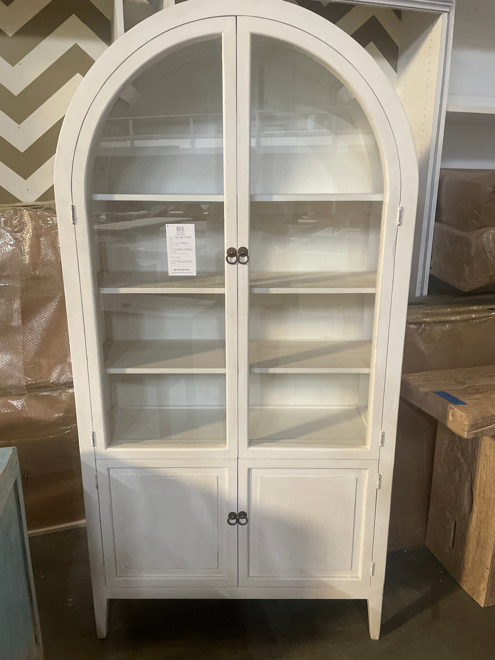 Glass Cabinet 67 Inch Ant. Oak-Blue Hand Home