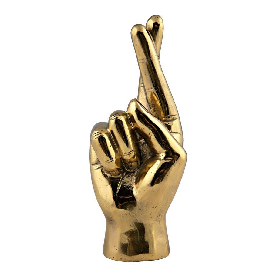 Fingers Crossed, Brass-Noir Furniture-Blue Hand Home