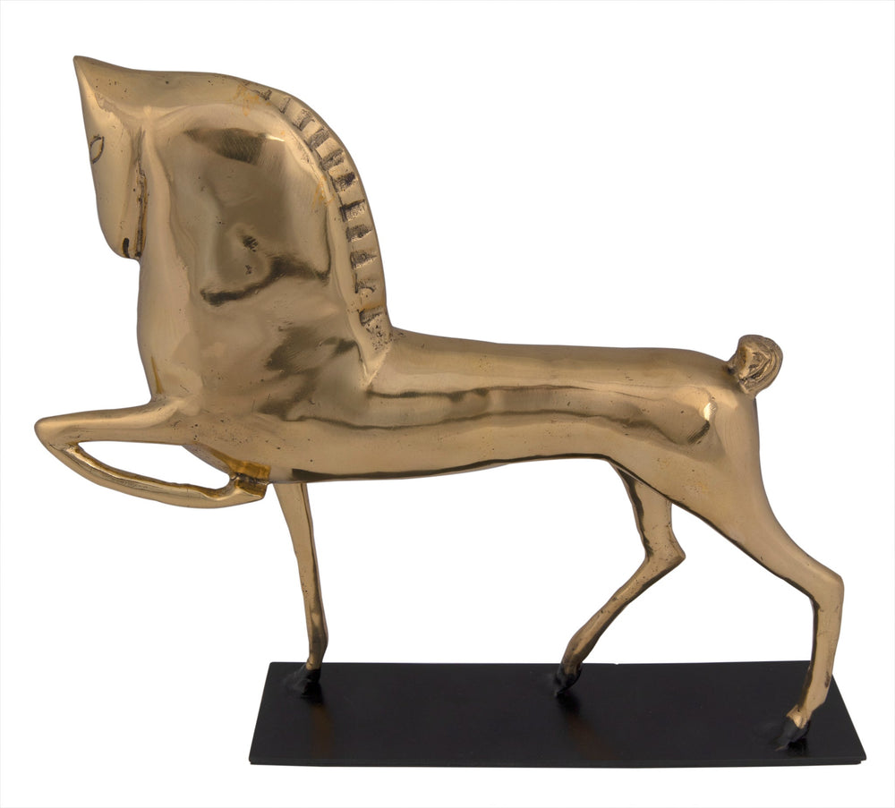 Horse On Stand, Brass-Noir Furniture-Blue Hand Home