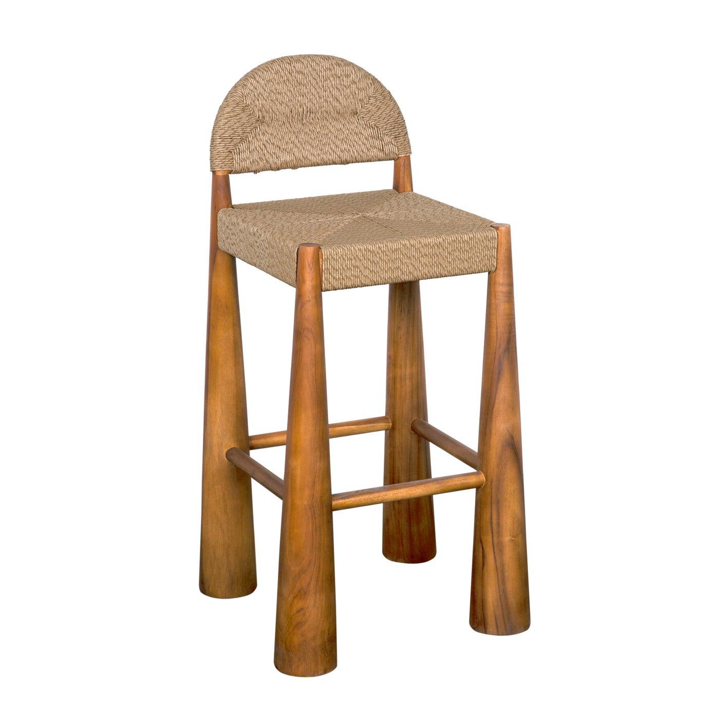 Laredo Bar Stool, Teak with Synthetic Woven-Noir Furniture-Blue Hand Home