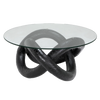 Noir Phobos Coffee Table with Glass, Black Burnt Resin-Blue Hand Home
