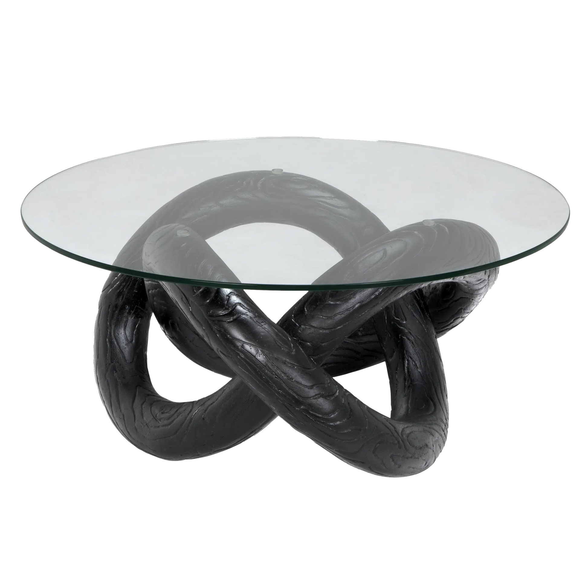 Noir Phobos Coffee Table with Glass, Black Burnt Resin-Blue Hand Home