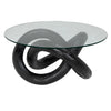Noir Phobos Coffee Table with Glass, Black Burnt Resin-Blue Hand Home