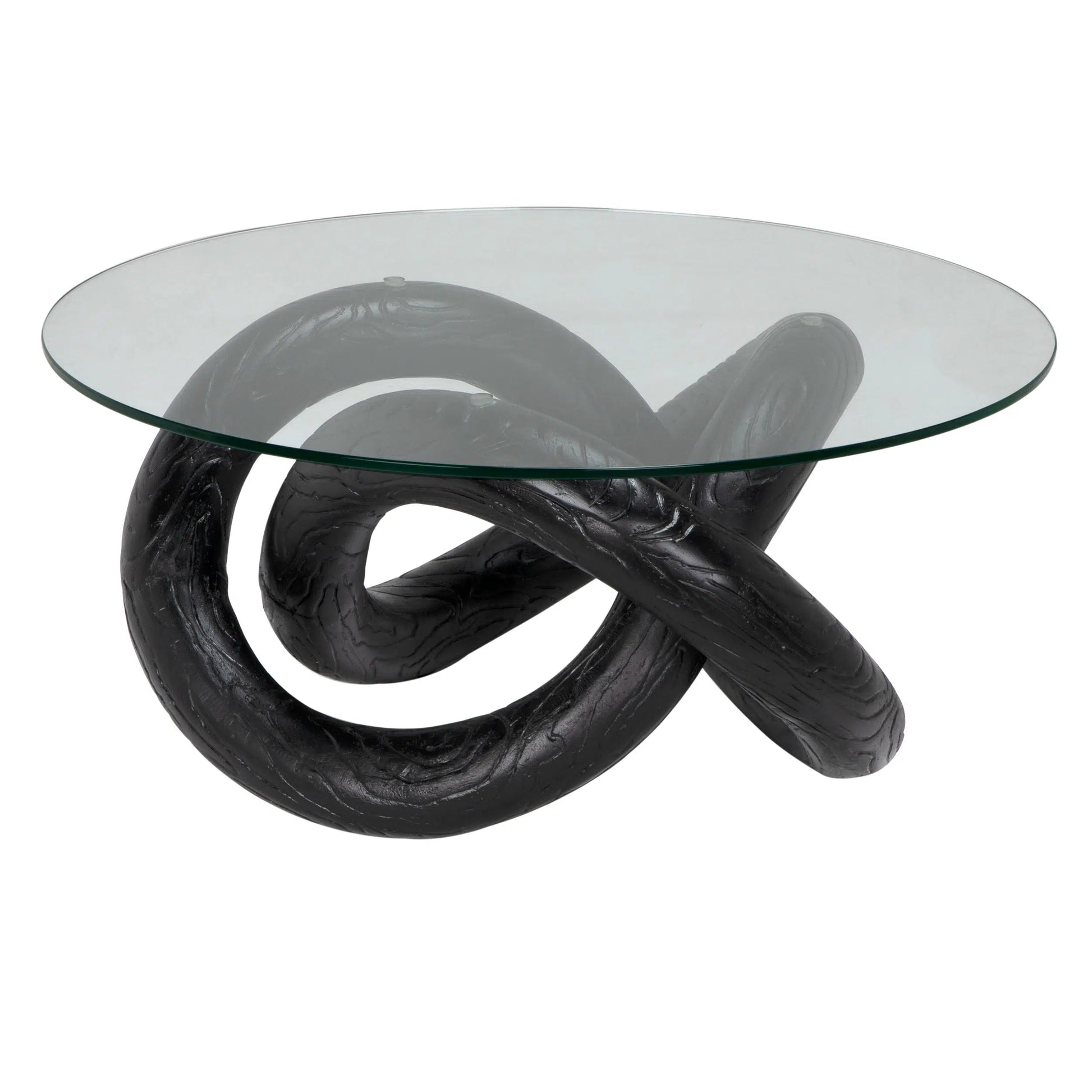 Noir Phobos Coffee Table with Glass, Black Burnt Resin-Blue Hand Home