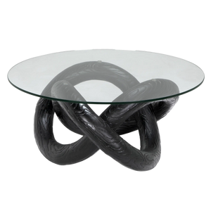Noir Phobos Coffee Table with Glass, Black Burnt Resin-Blue Hand Home