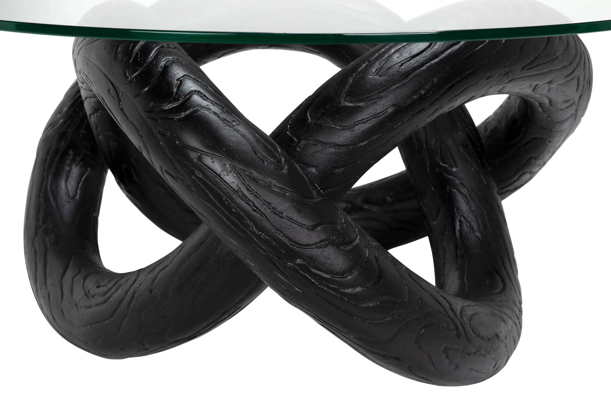 Noir Phobos Coffee Table with Glass, Black Burnt Resin-Blue Hand Home
