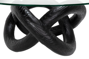 Noir Phobos Coffee Table with Glass, Black Burnt Resin-Blue Hand Home