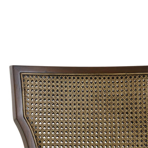 Bramble Aldgate Dining Chair in Matt Teak Brown w/ Thames Natural Performance Fabric w/ Rattan Glaze Back-Bramble-Blue Hand Home